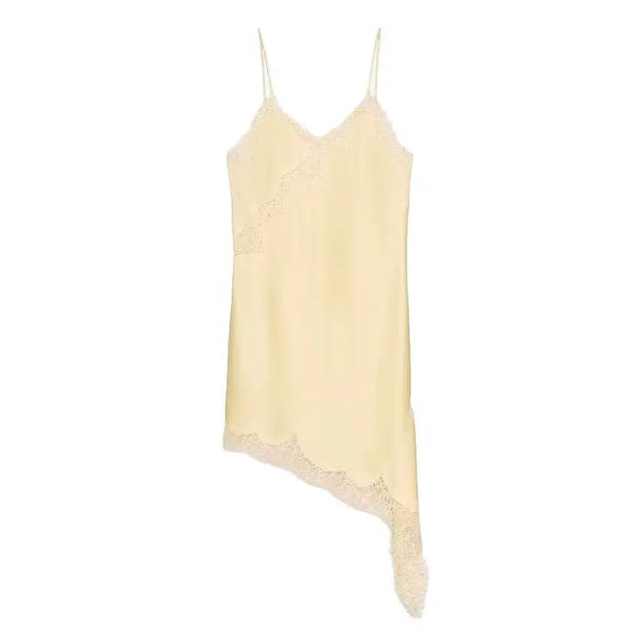 TRAF Lace Asymmetric Dress Summer New 2025 Women's clothing Fashion V-neck Sexy mini dress vest chic French Evening