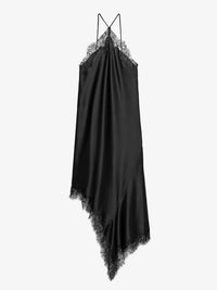 Women's Sexy Halter Lace Hem Romantic Dress Fashion Backless Dip Hem Slip Long Dress Lady 2025 Summer Chic Evening Party Vestido
